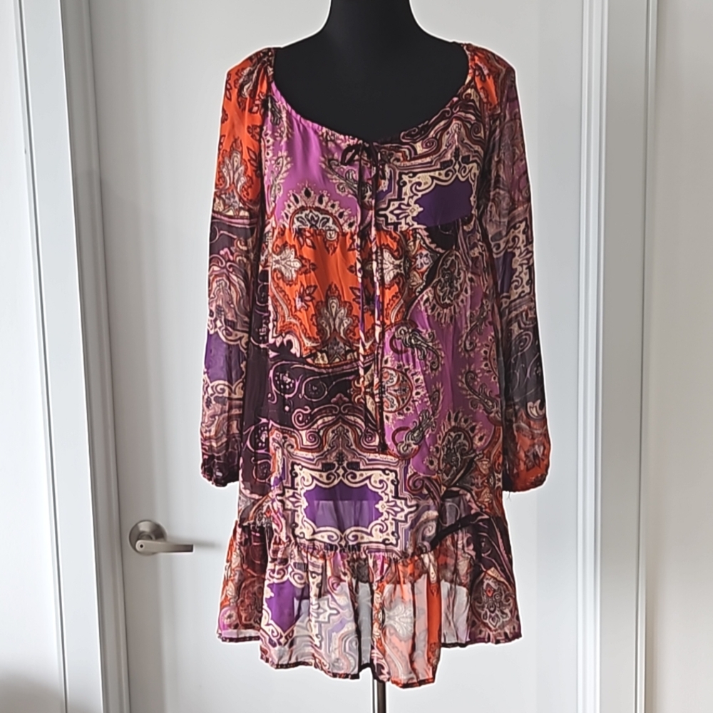 Sheer flounce boho dress